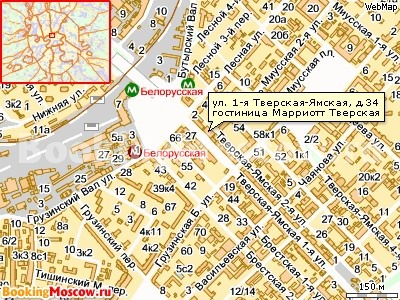 Гостиницы Москвы. Гостиница Марриотт. Схема проезда.